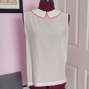 Kate Spade Sleeveless Silk Peter Pan Collar Blouse
